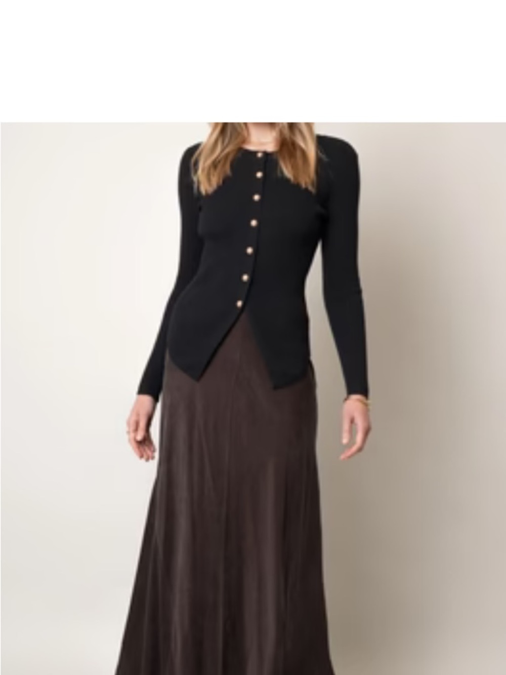 Cyrus Hourglass Black Long-Sleeve Buttoned Cardigan
